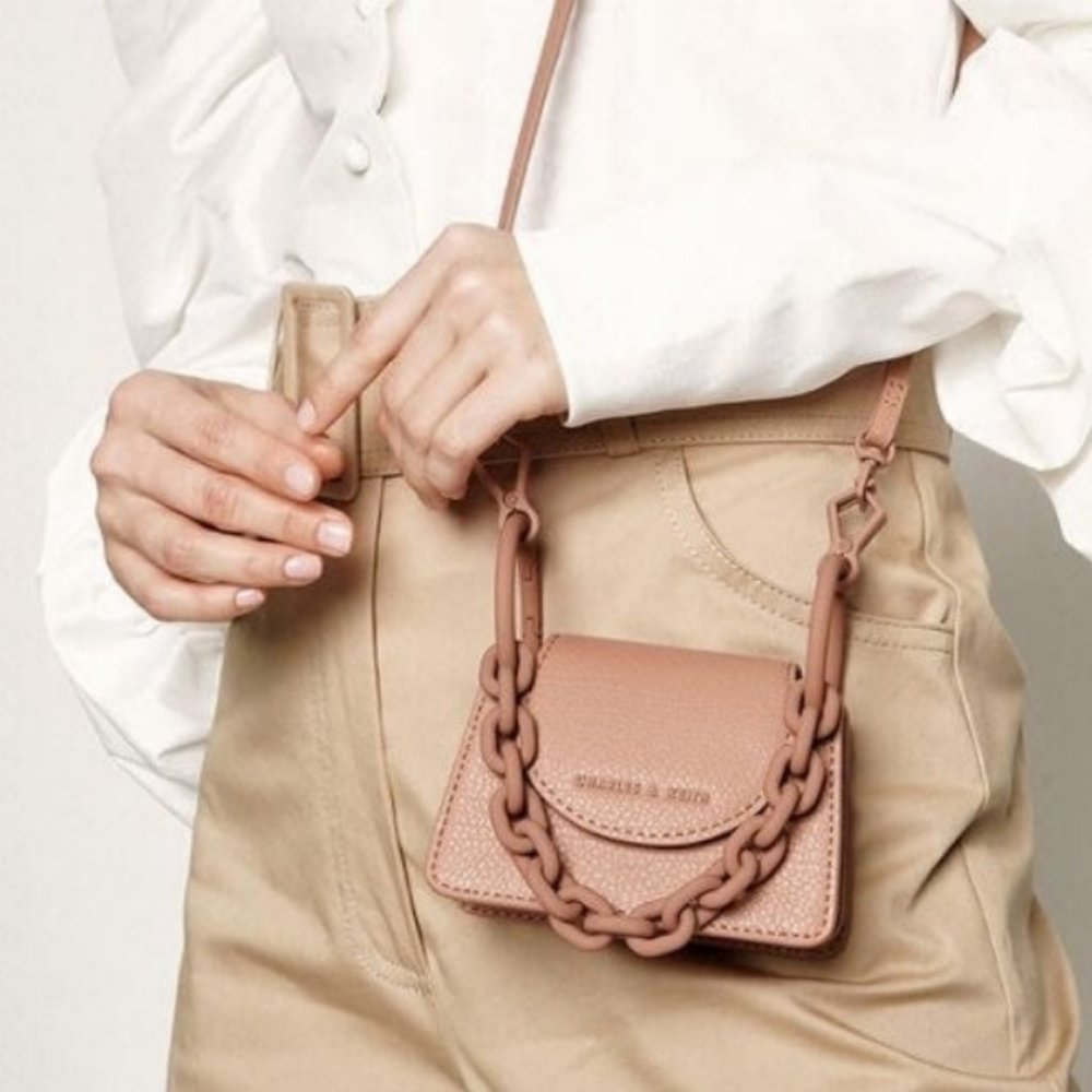 Charles & Keith Chunky Chain Mini Bag in Blush